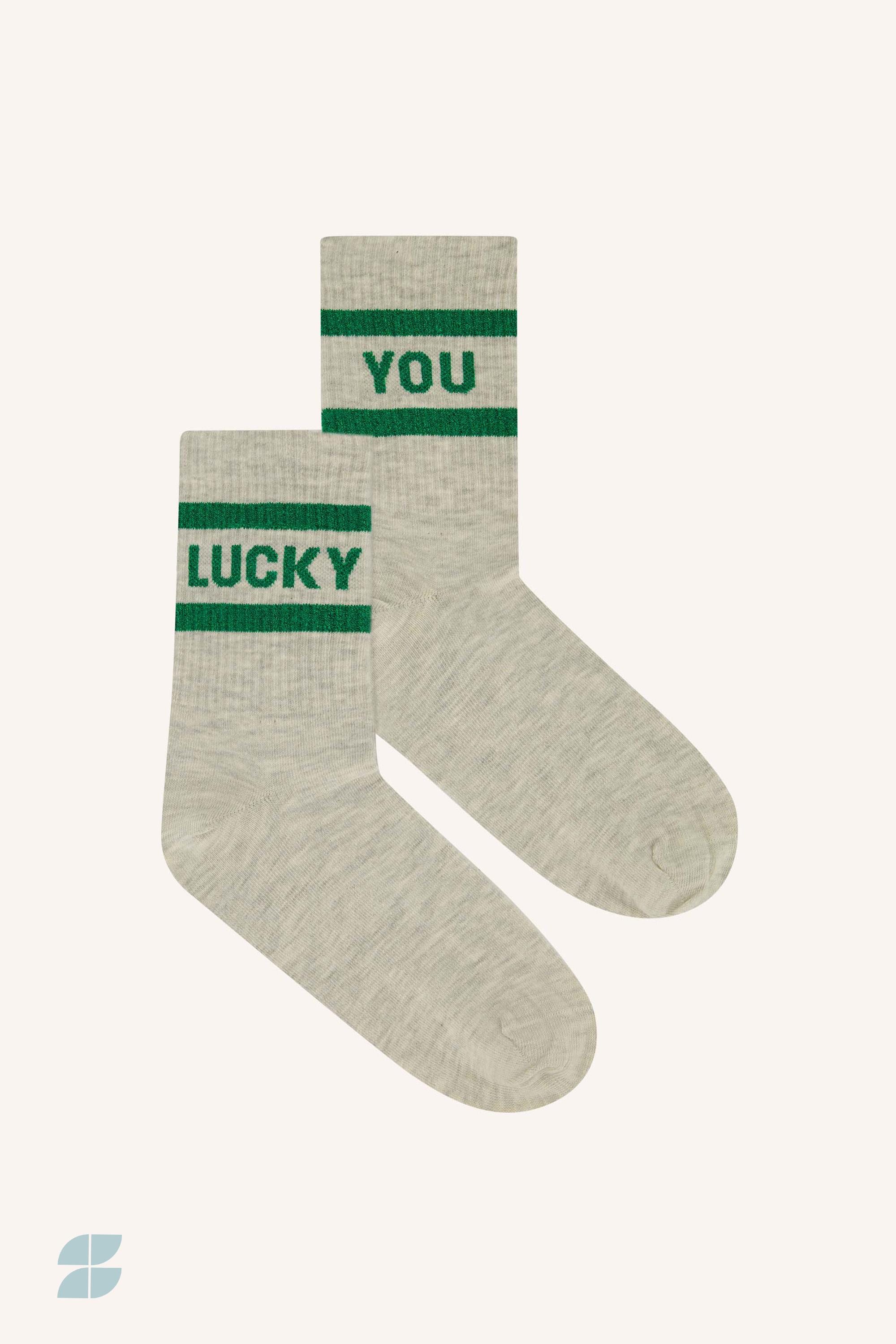 By-Bar Lucky You Sparkle Socks Retro Socke unisex grau grün
